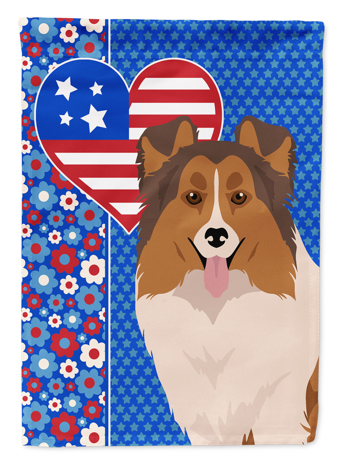 Sable Sheltie USA American Flag Garden Size  the-store.com.