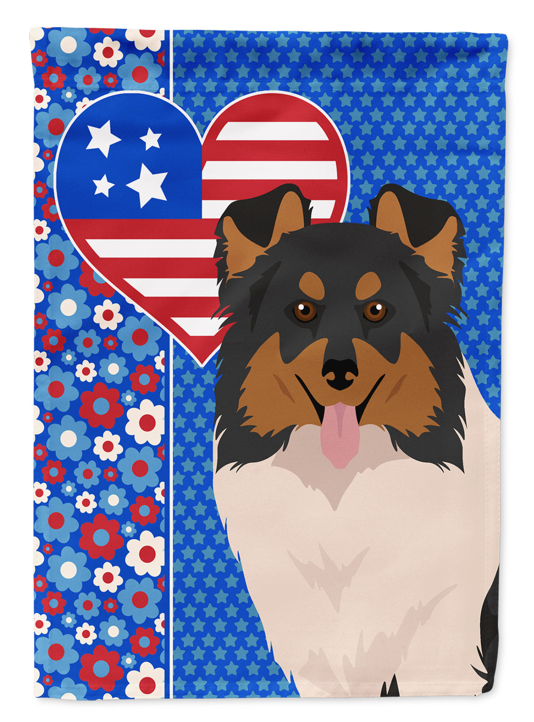 Tricolor Sheltie USA American Flag Garden Size  the-store.com.