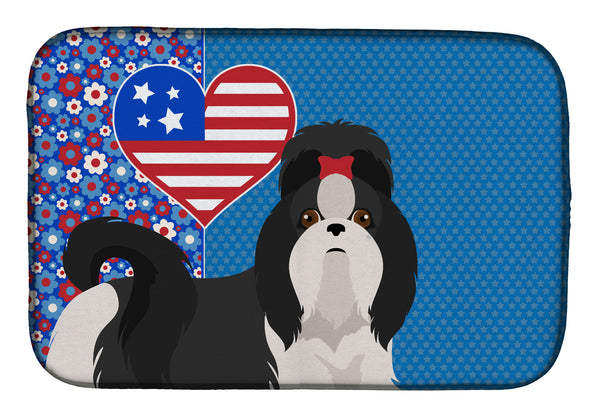 Black and White Shih Tzu USA American Dish Drying Mat  the-store.com.