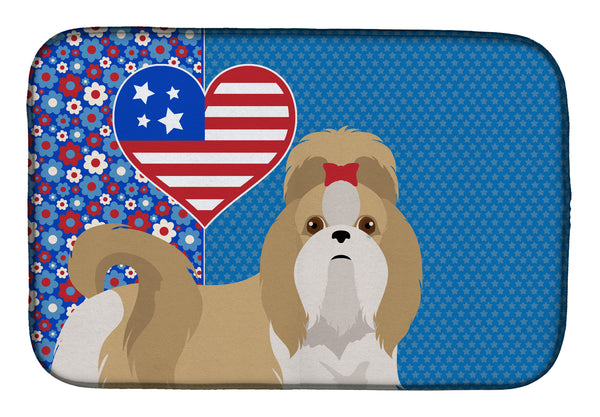 Gold and White Shih Tzu USA American Dish Drying Mat  the-store.com.