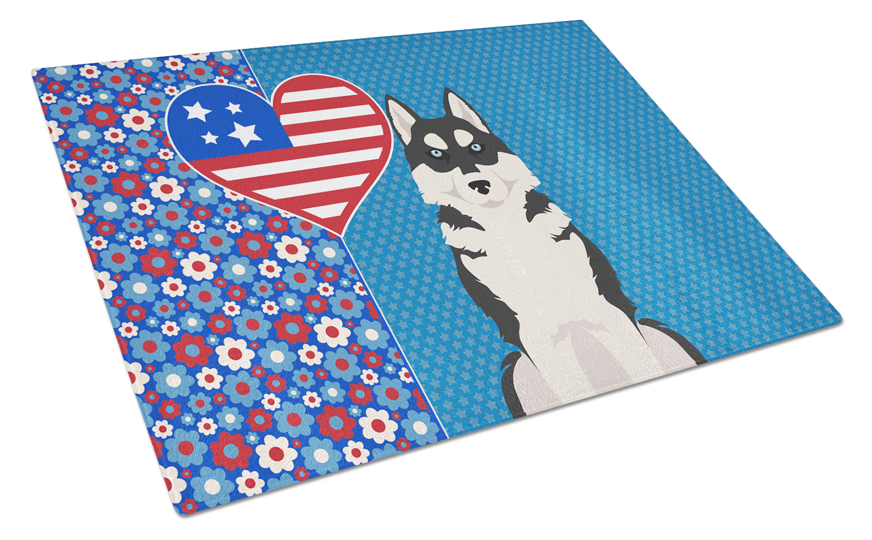 Buy this Black Siberian Husky USA American Glass Cutting Board Large