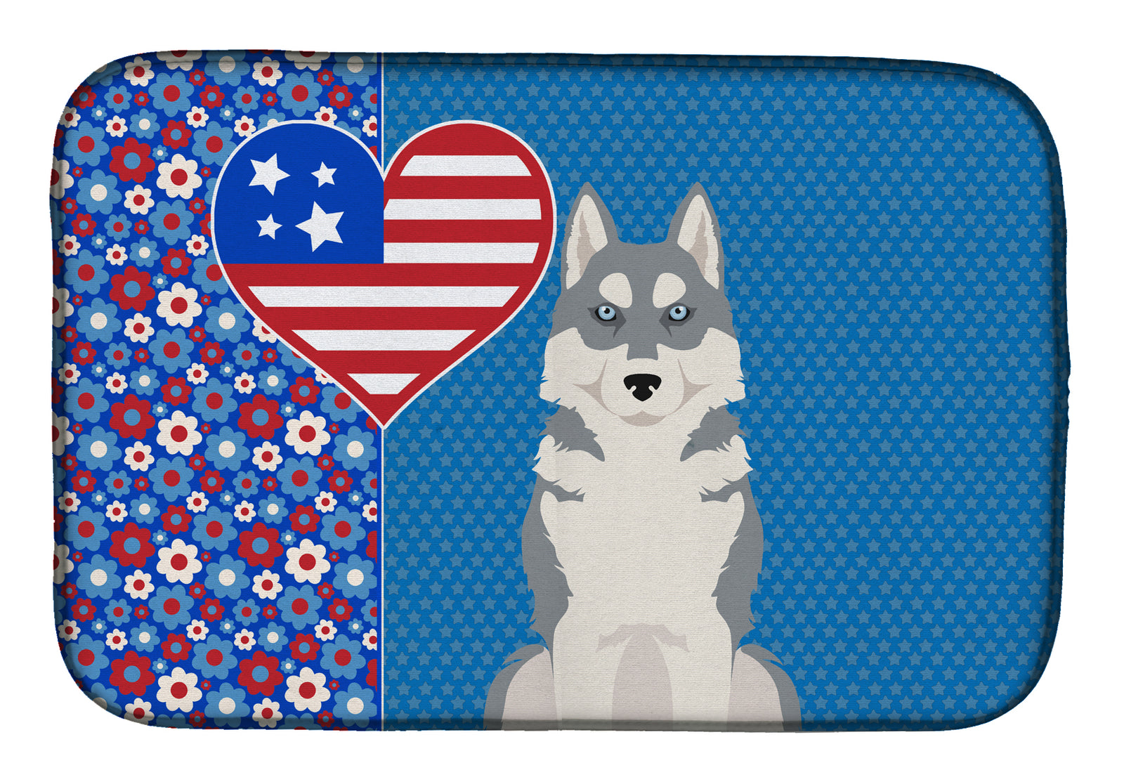 Grey Siberian Husky USA American Dish Drying Mat  the-store.com.