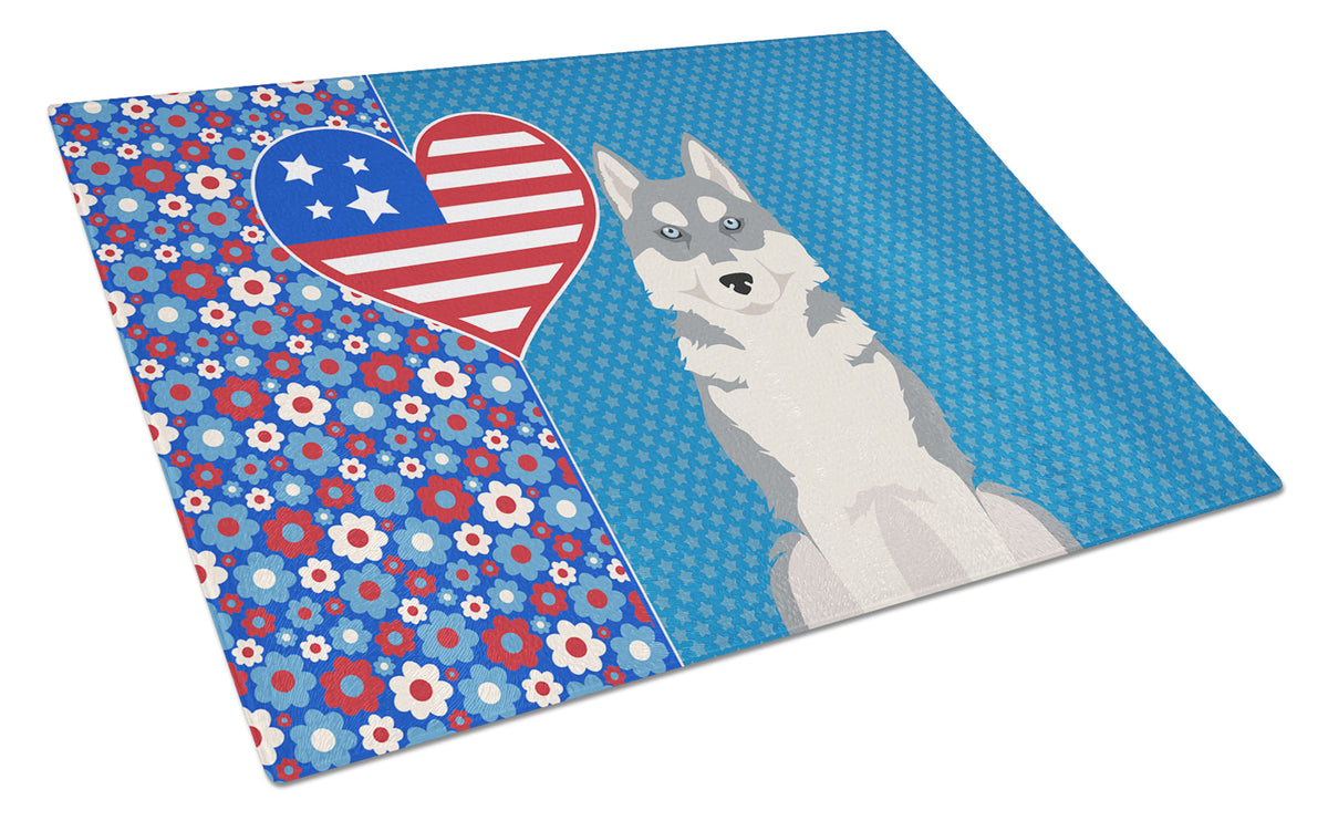 Buy this Grey Siberian Husky USA American Glass Cutting Board Large