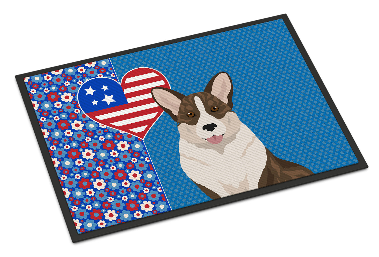 Buy this Brindle Cardigan Corgi USA American Indoor or Outdoor Mat 24x36