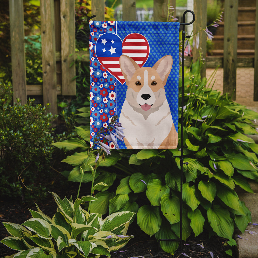 Fawn Cardigan Corgi USA American Flag Garden Size  the-store.com.