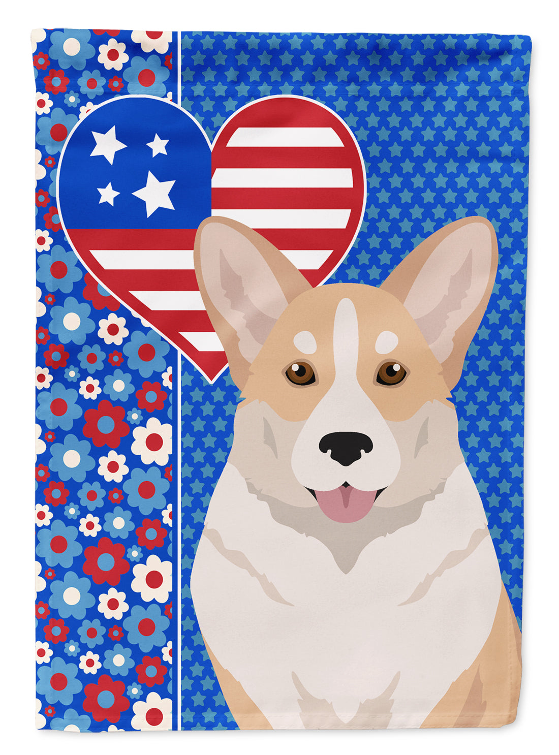 Fawn Cardigan Corgi USA American Flag Garden Size  the-store.com.