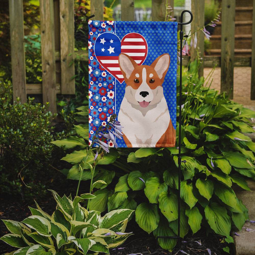 Red Cardigan Corgi USA American Flag Garden Size  the-store.com.