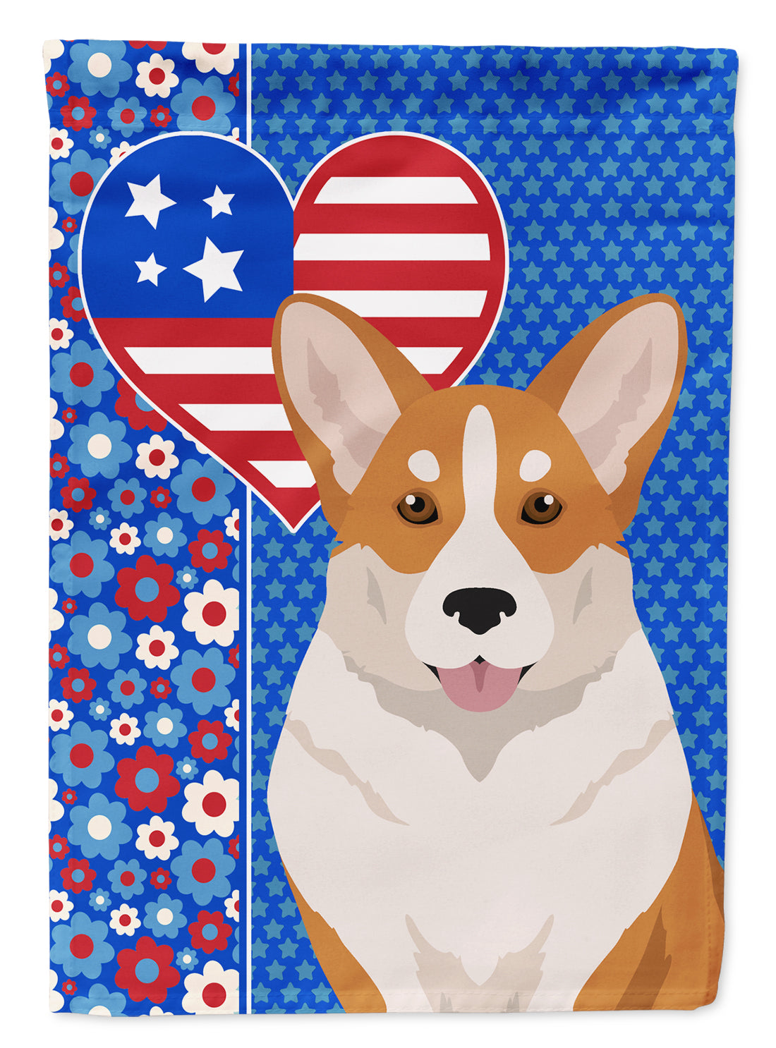 Red Cardigan Corgi USA American Flag Garden Size  the-store.com.