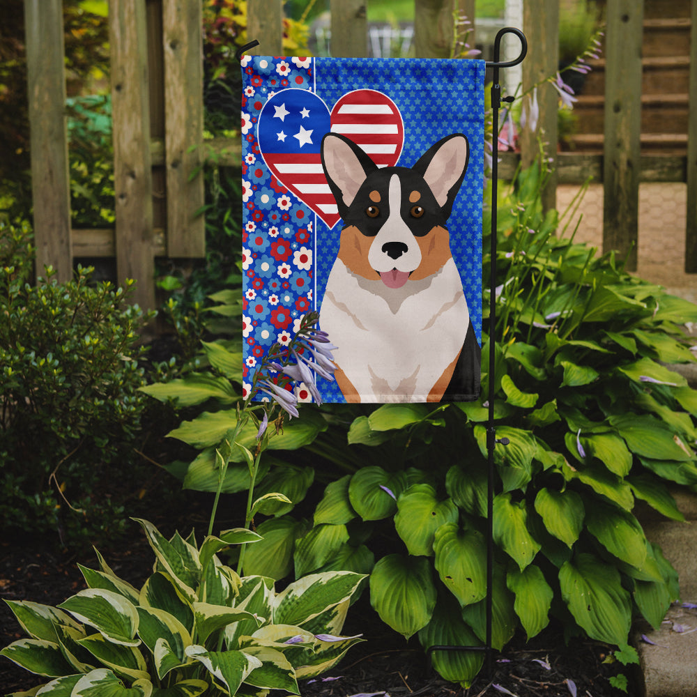 Tricolor Cardigan Corgi USA American Flag Garden Size  the-store.com.