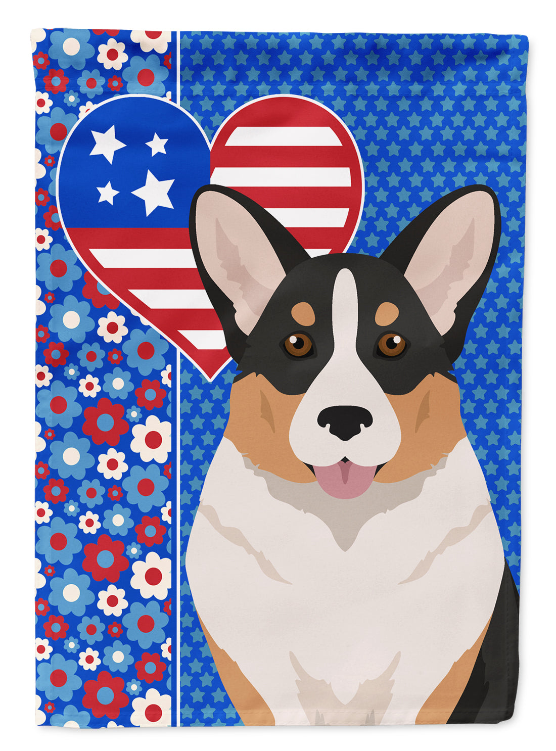 Tricolor Cardigan Corgi USA American Flag Garden Size  the-store.com.