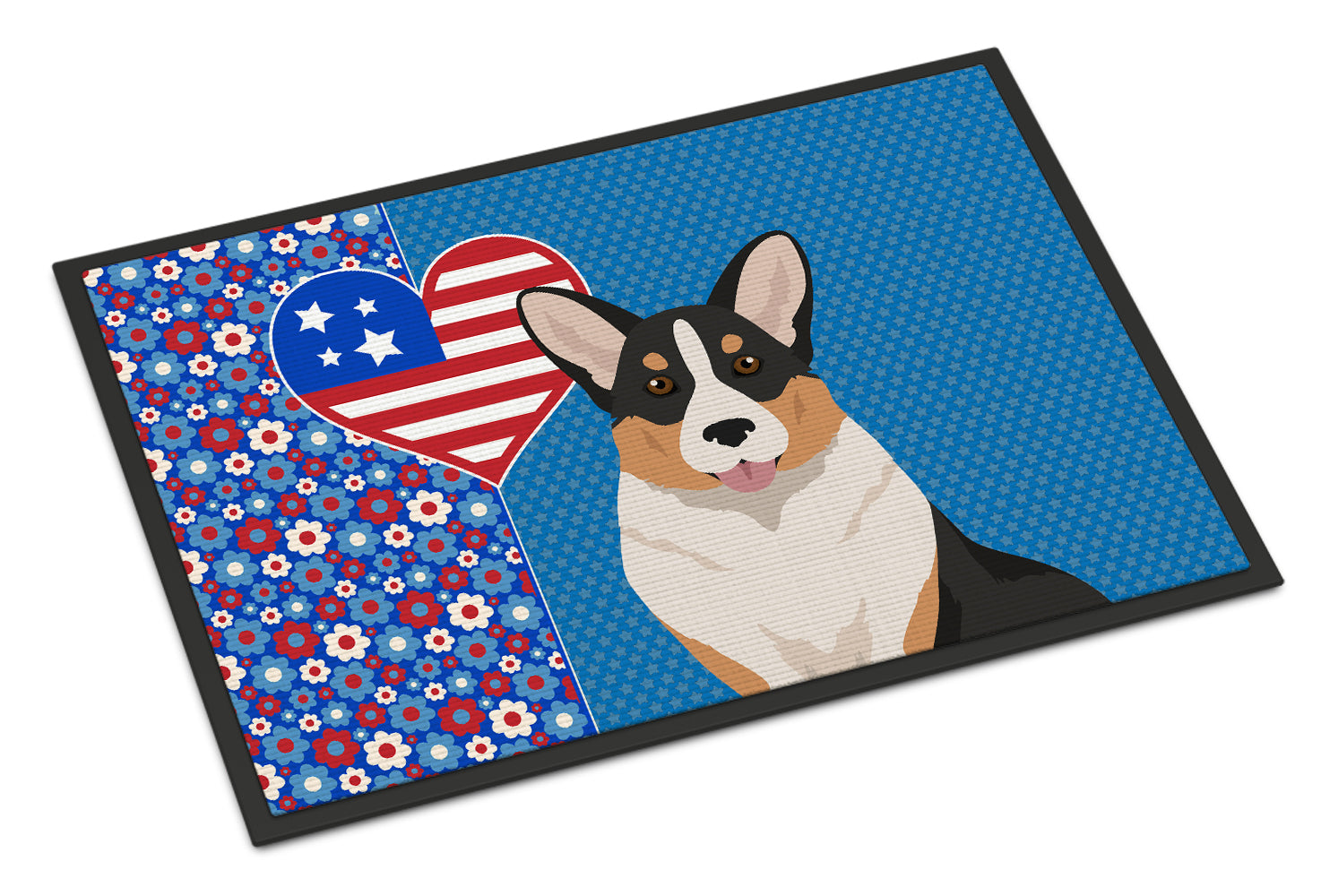 Buy this Tricolor Cardigan Corgi USA American Indoor or Outdoor Mat 24x36