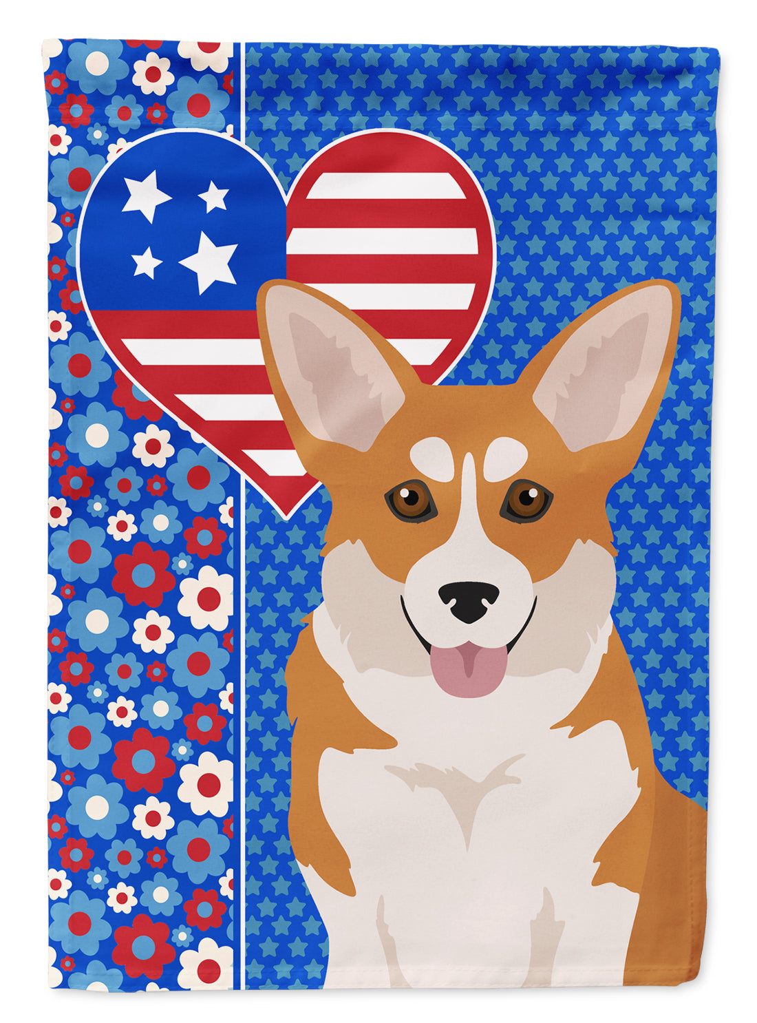 Red Pembroke Corgi USA American Flag Garden Size  the-store.com.