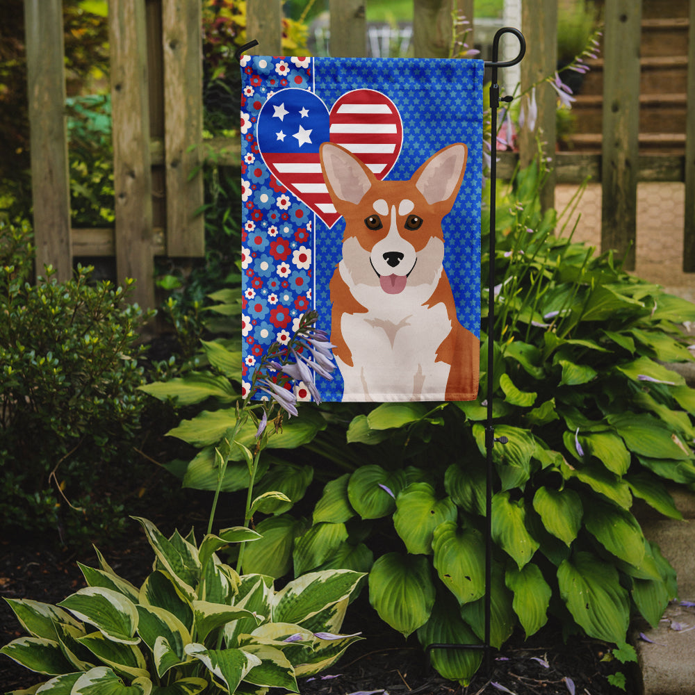 Red Pembroke Corgi USA American Flag Garden Size  the-store.com.