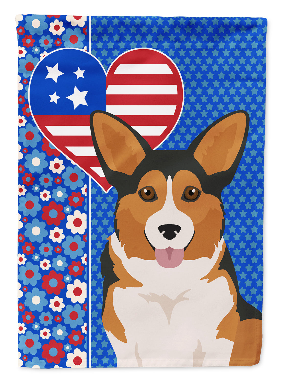 Sable Pembroke Corgi USA American Flag Garden Size  the-store.com.