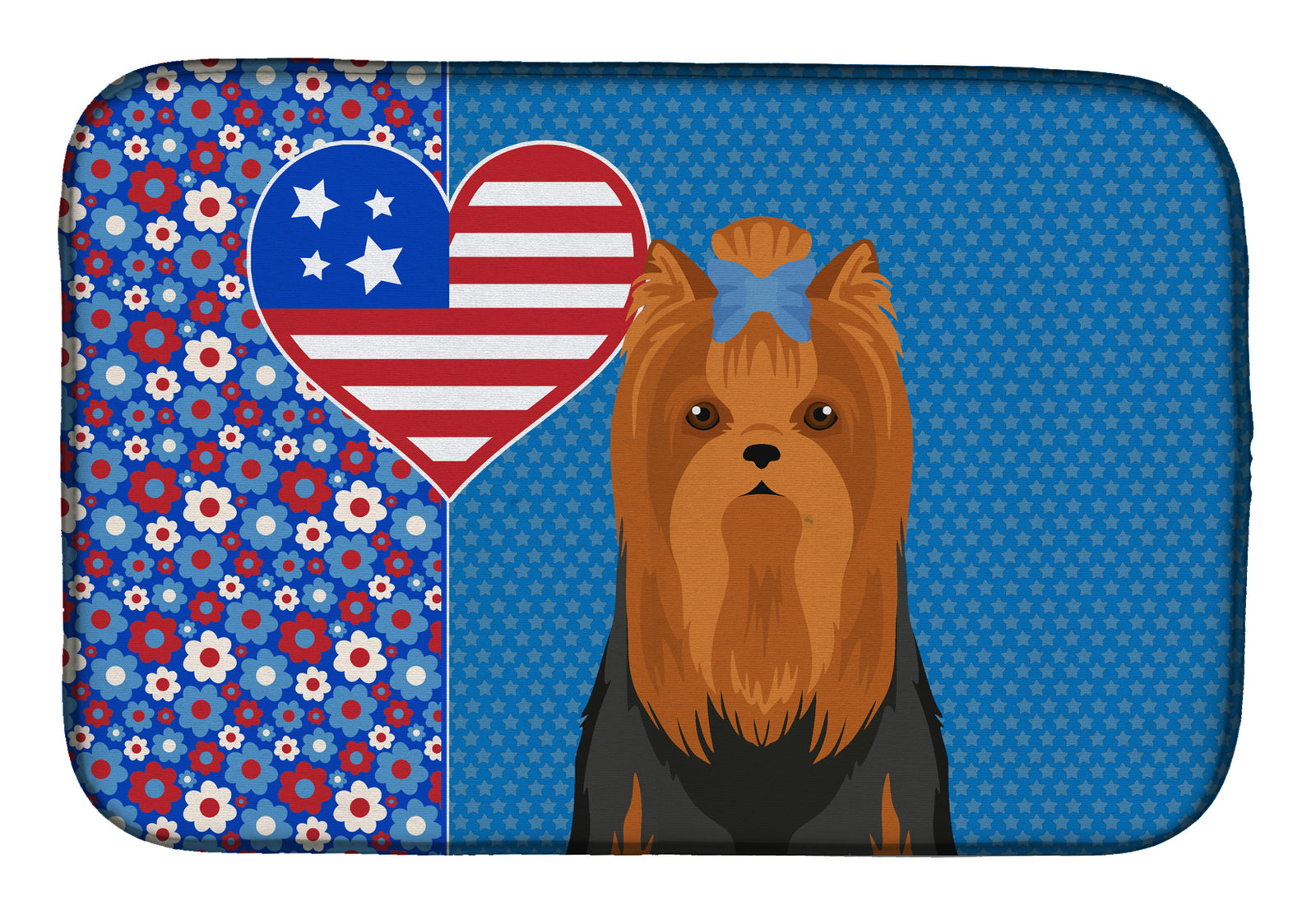 Black and Tan Full Coat Yorkshire Terrier USA American Dish Drying Mat  the-store.com.