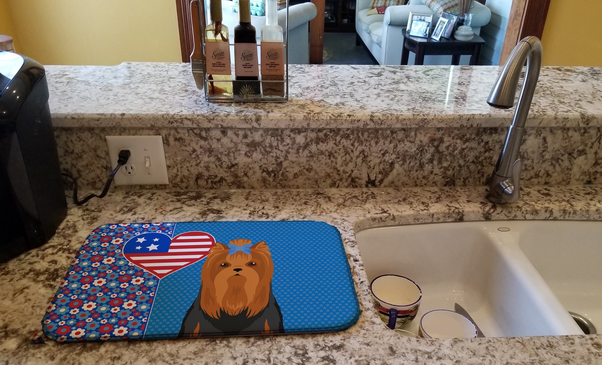 Black and Tan Full Coat Yorkshire Terrier USA American Dish Drying Mat  the-store.com.