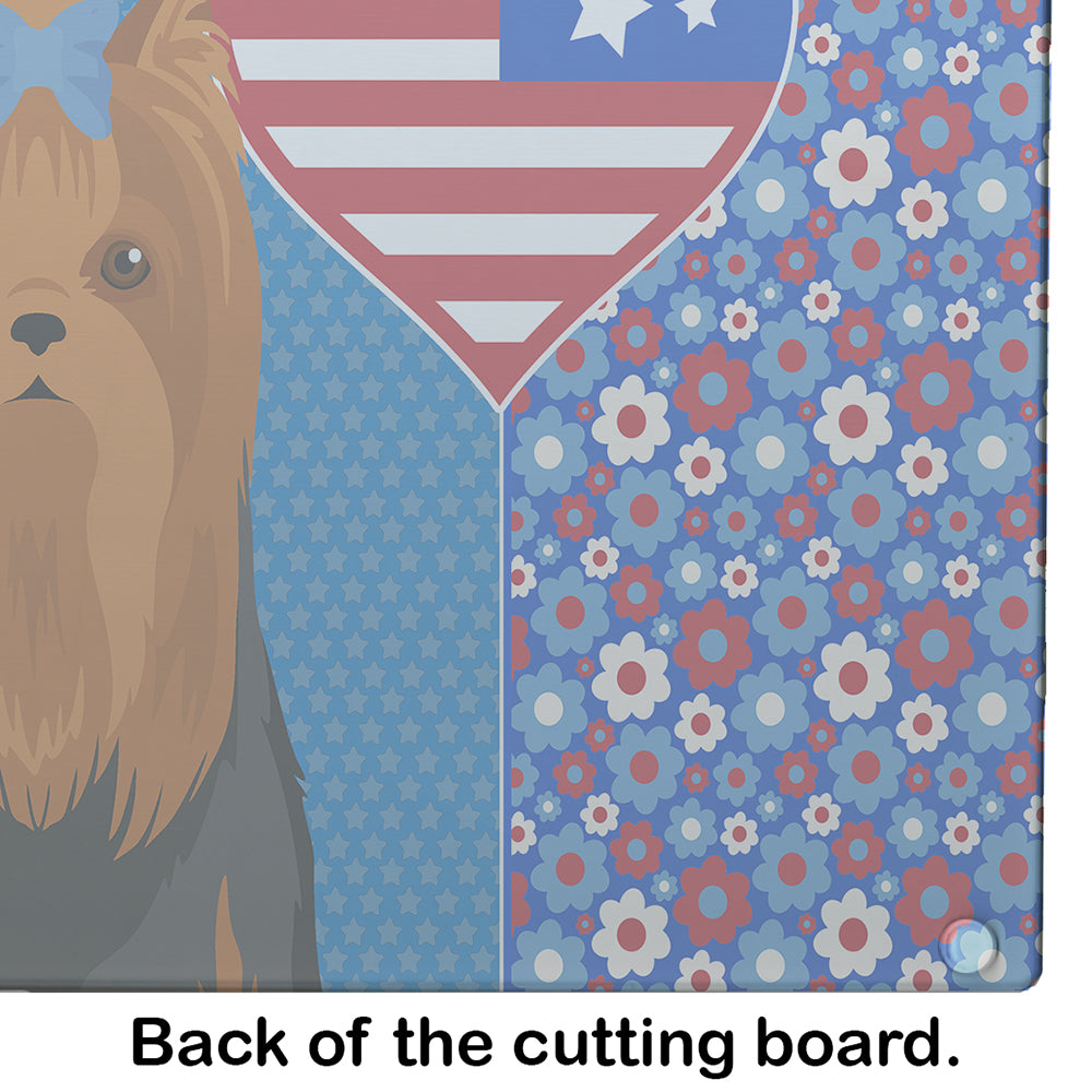 Black and Tan Full Coat Yorkshire Terrier USA American Glass Cutting Board Large - the-store.com