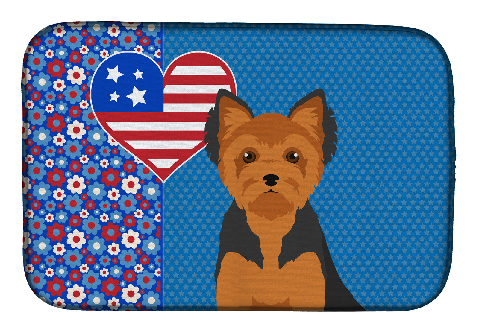 Black and Tan Puppy Cut Yorkshire Terrier USA American Dish Drying Mat  the-store.com.