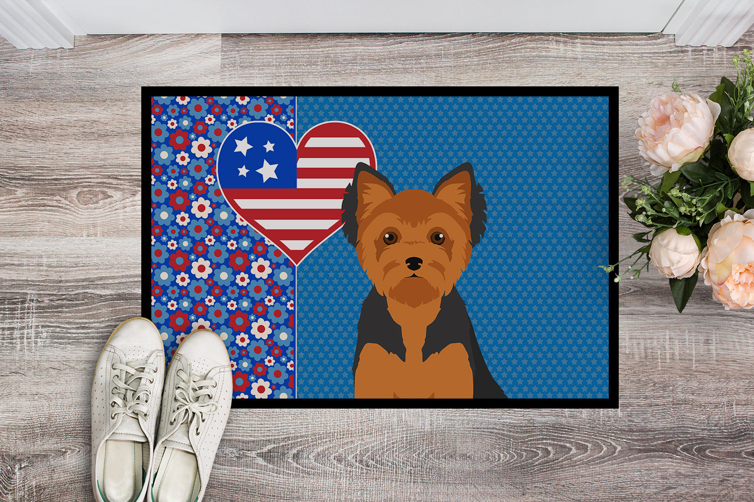 Black and Tan Puppy Cut Yorkshire Terrier USA American Indoor or Outdoor Mat 24x36 - the-store.com