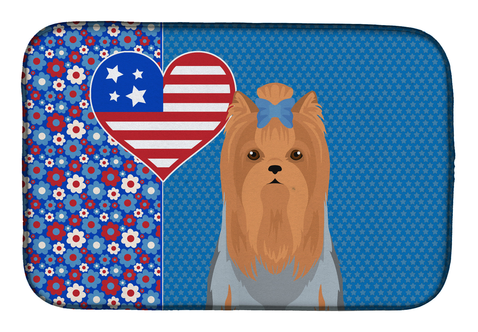 Blue and Tan Full Coat Yorkshire Terrier USA American Dish Drying Mat  the-store.com.