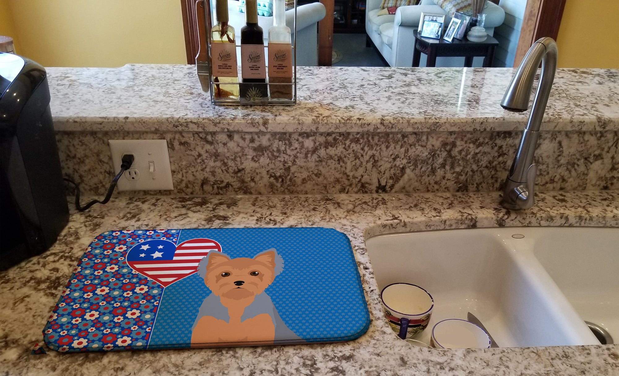 Blue and Tan Puppy Cut Yorkshire Terrier USA American Dish Drying Mat  the-store.com.