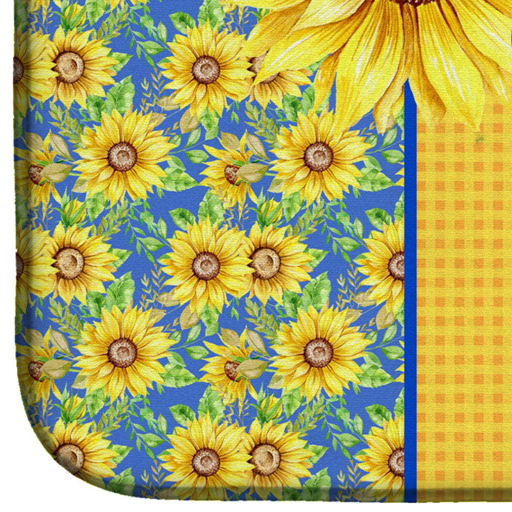 Summer Sunflowers Black Pit Bull Terrier Dish Drying Mat  the-store.com.