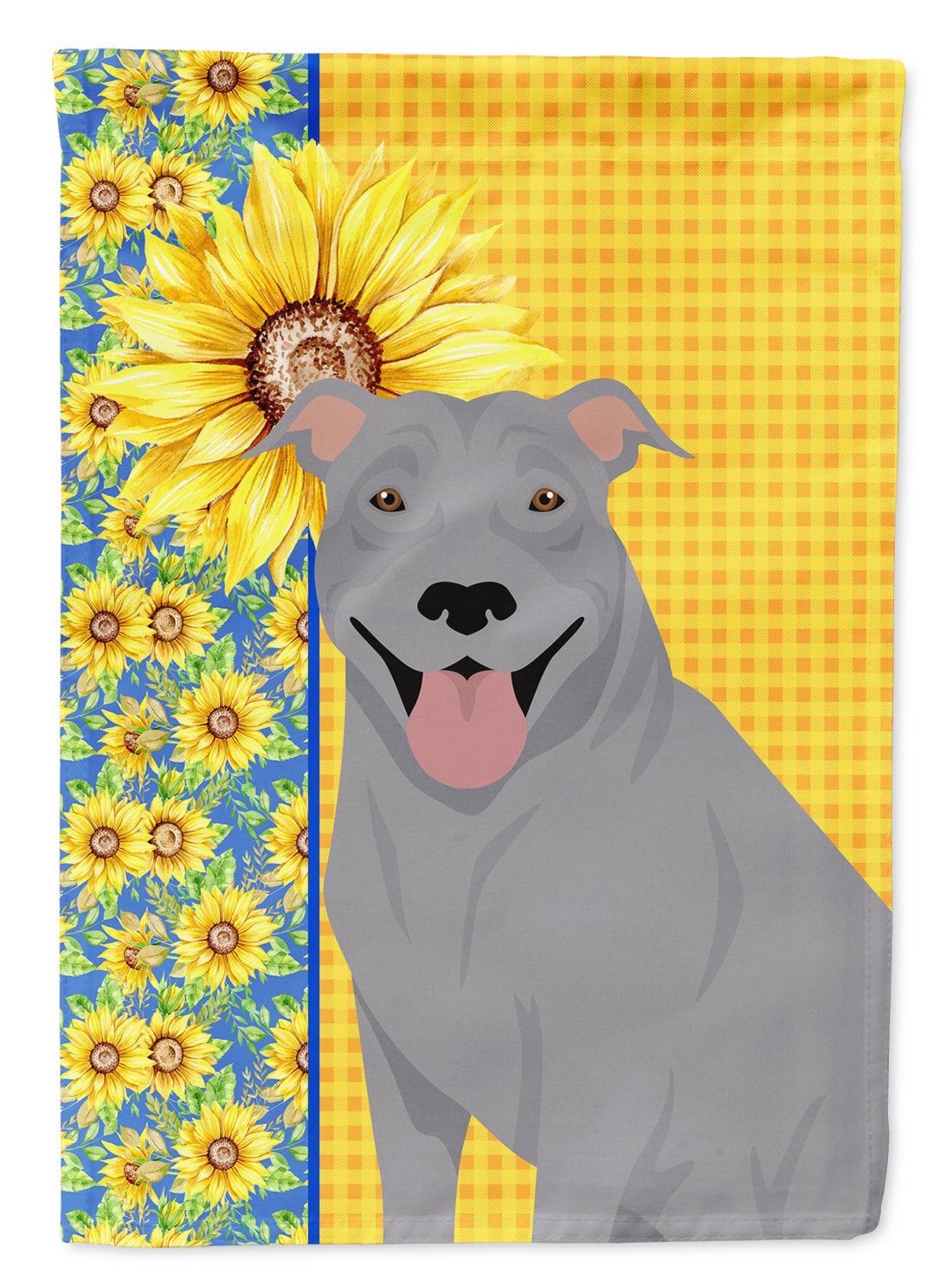 Summer Sunflowers Blue Pit Bull Terrier Flag Garden Size  the-store.com.