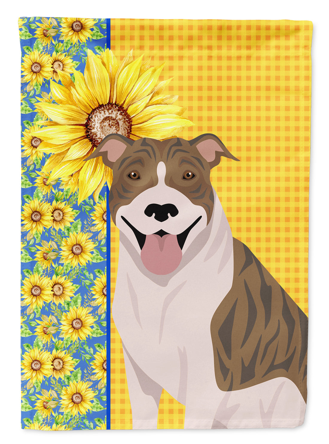 Summer Sunflowers Fawn Brindle Pit Bull Terrier Flag Garden Size  the-store.com.