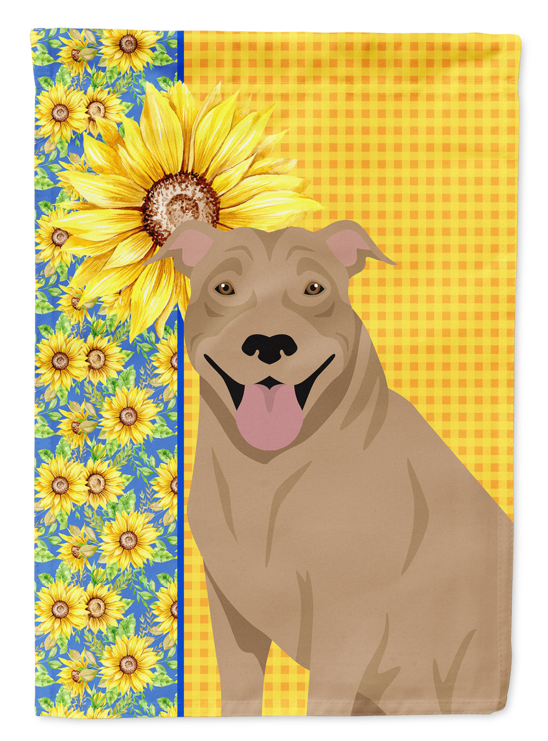 Summer Sunflowers Fawn Pit Bull Terrier Flag Garden Size  the-store.com.