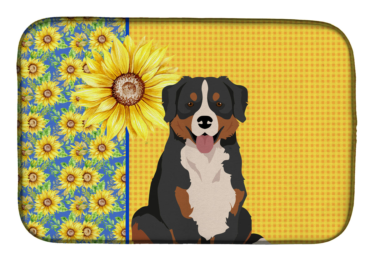 Summer Sunflowers Bernese Mountain Dog Dish Drying Mat  the-store.com.