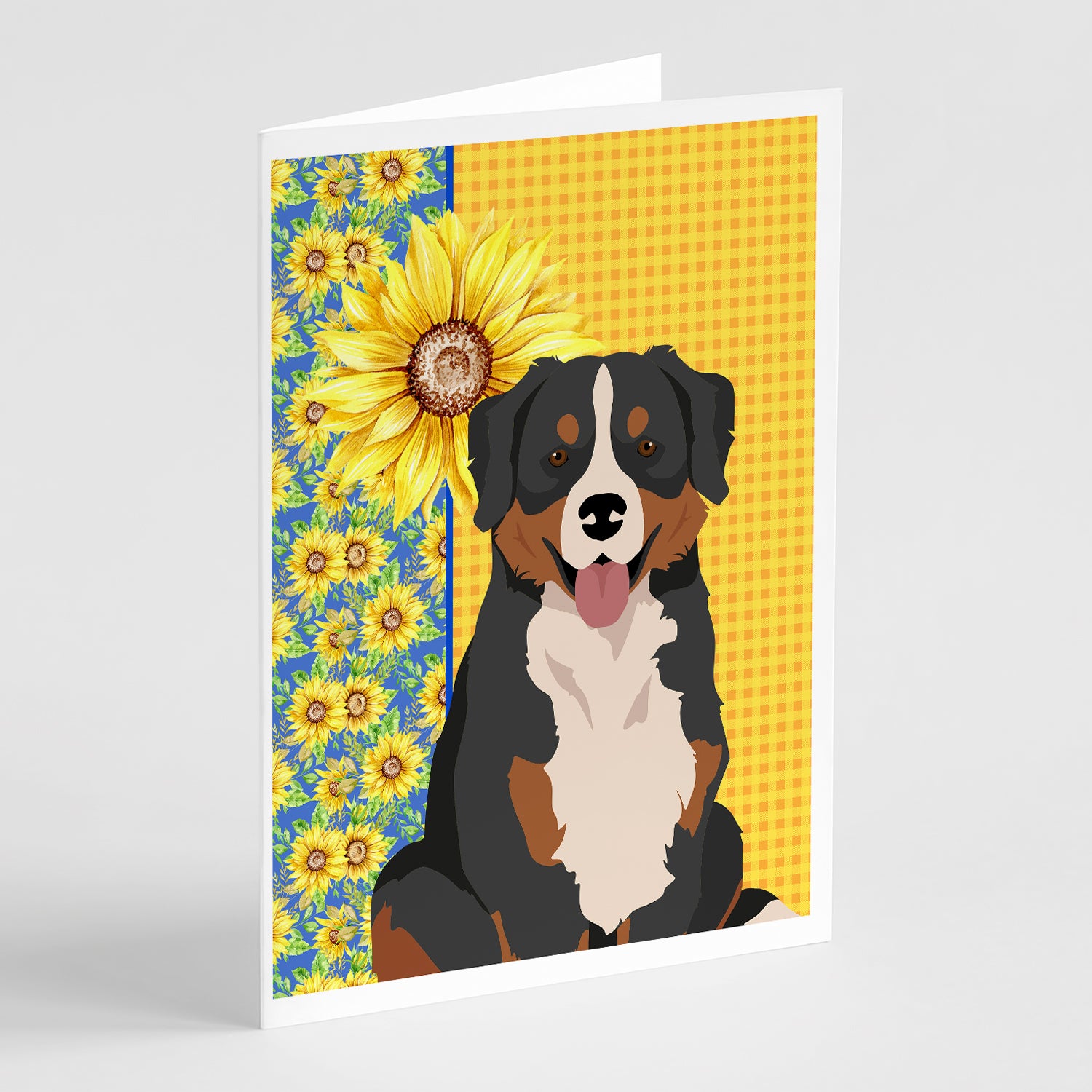 Buy this Summer Sunflowers Bernese Mountain Dog Greeting Cards and Envelopes Pack of 8