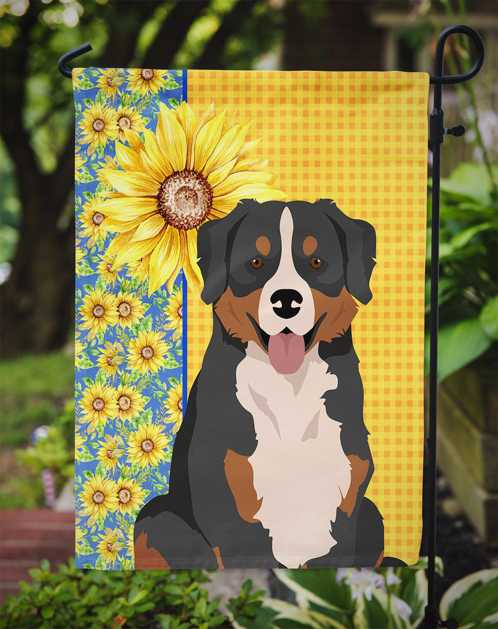 Summer Sunflowers Bernese Mountain Dog Flag Garden Size  the-store.com.