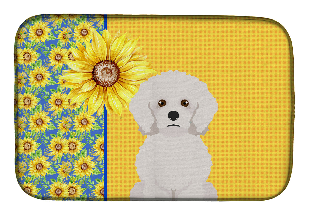 Summer Sunflowers Bichon Frise Dish Drying Mat  the-store.com.