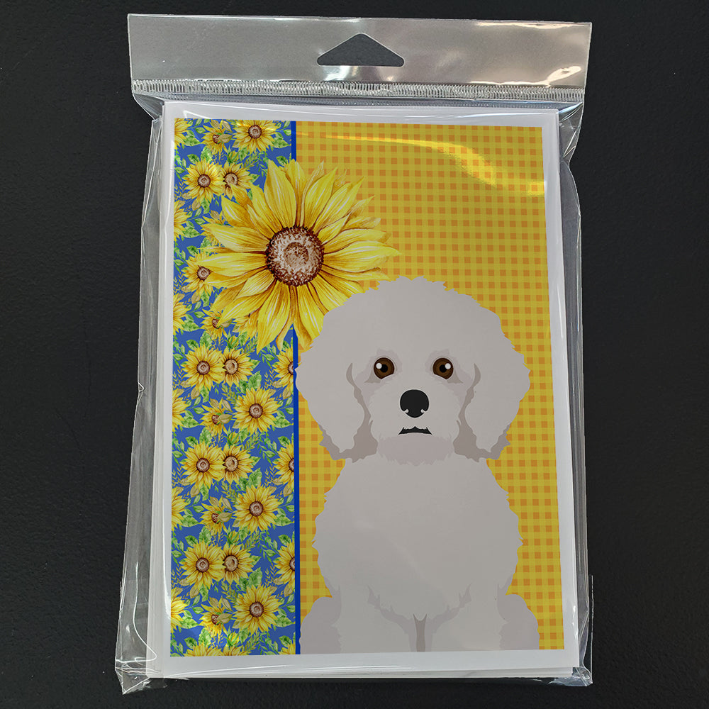 Summer Sunflowers Bichon Frise Greeting Cards and Envelopes Pack of 8 - the-store.com