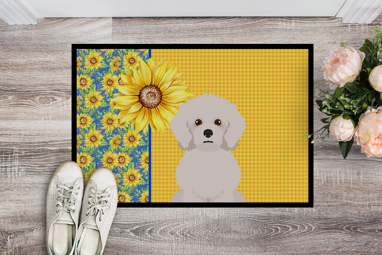 Summer Sunflowers Bichon Frise Indoor or Outdoor Mat 18x27 - the-store.com