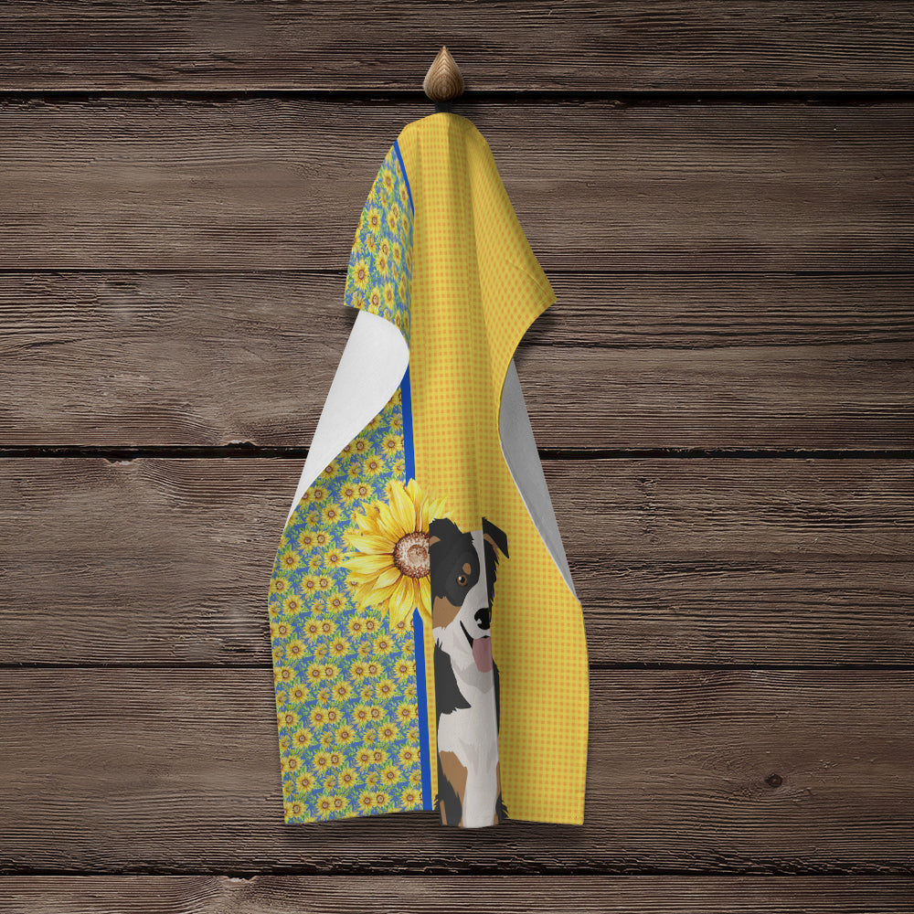 Summer Sunflowers Tricolor Border Collie Kitchen Towel - the-store.com