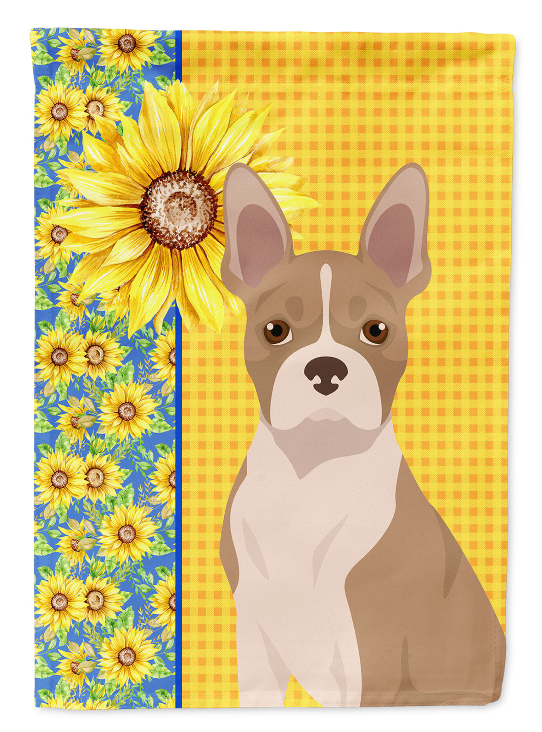 Summer Sunflowers Fawn Boston Terrier Flag Garden Size  the-store.com.