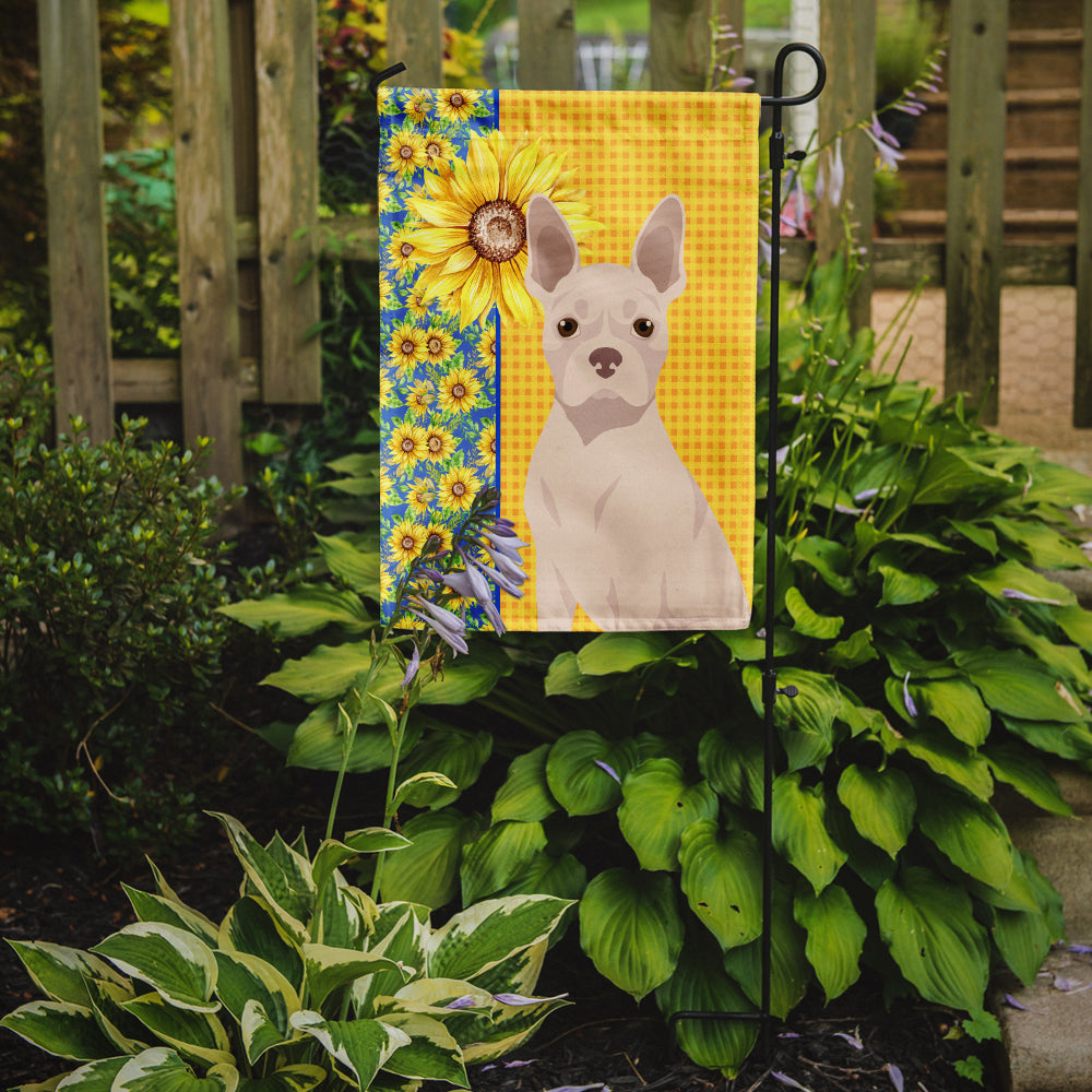 Summer Sunflowers White Boston Terrier Flag Garden Size  the-store.com.