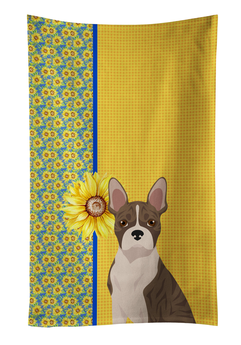 Buy this Summer Sunflowers Brindle Boston Terrier Kitchen Towel