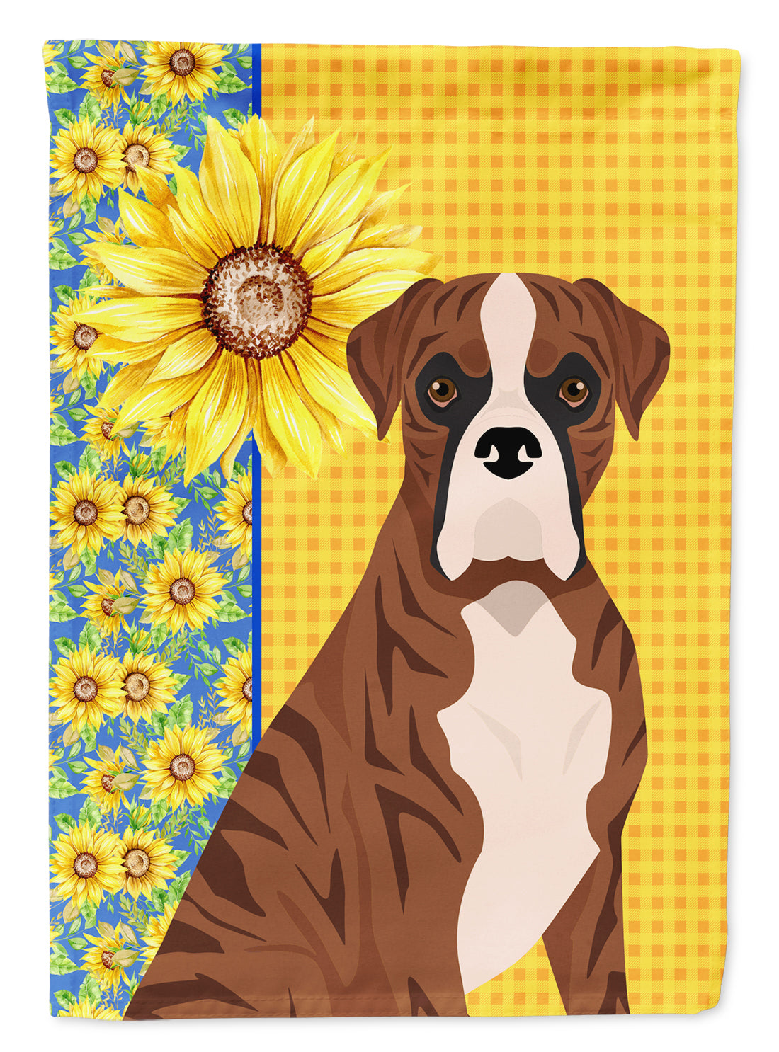 Summer Sunflowers Natural Eared Red Brindle Boxer Flag Garden Size  the-store.com.