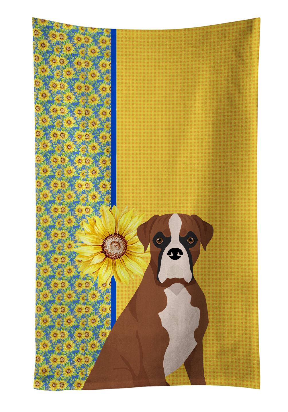 Buy this Summer Sunflowers Natural Eared Red Fawn Boxer Kitchen Towel