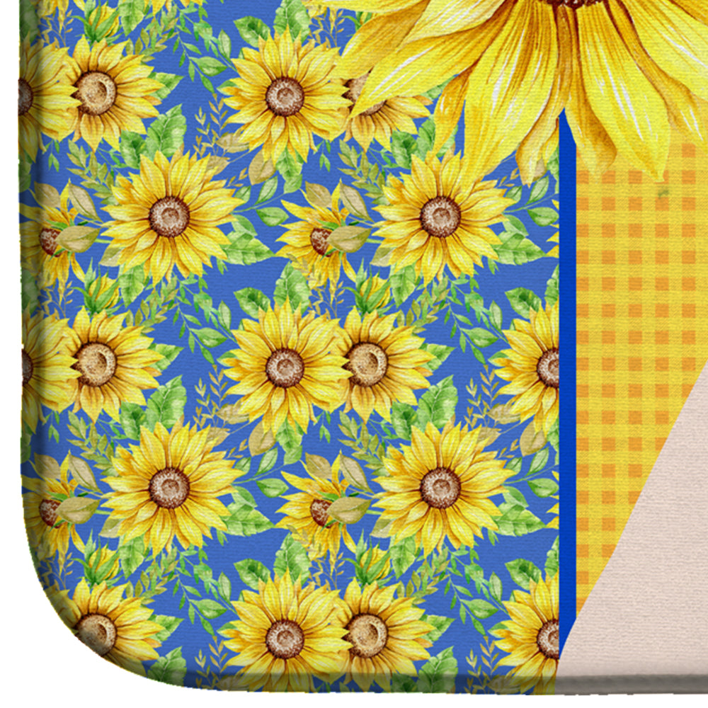 Summer Sunflowers Natural Eared White Boxer Dish Drying Mat  the-store.com.