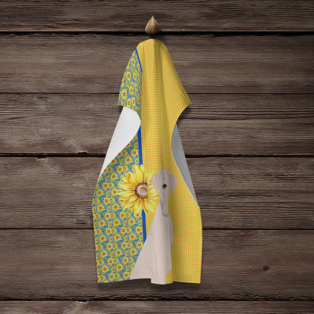 Summer Sunflowers Natural Eared White Boxer Kitchen Towel - the-store.com