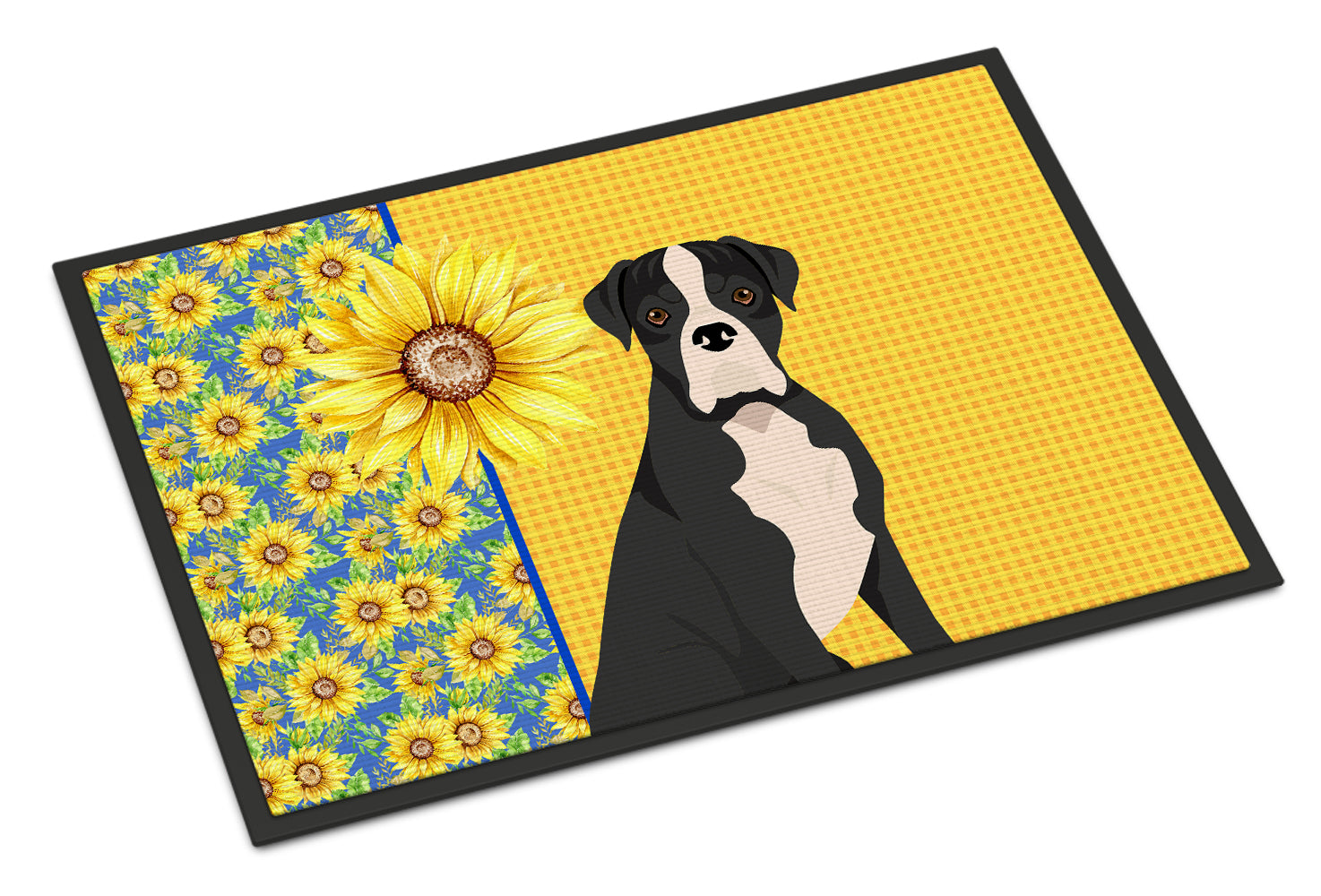 Buy this Summer Sunflowers Natural Eared Black Boxer Indoor or Outdoor Mat 24x36