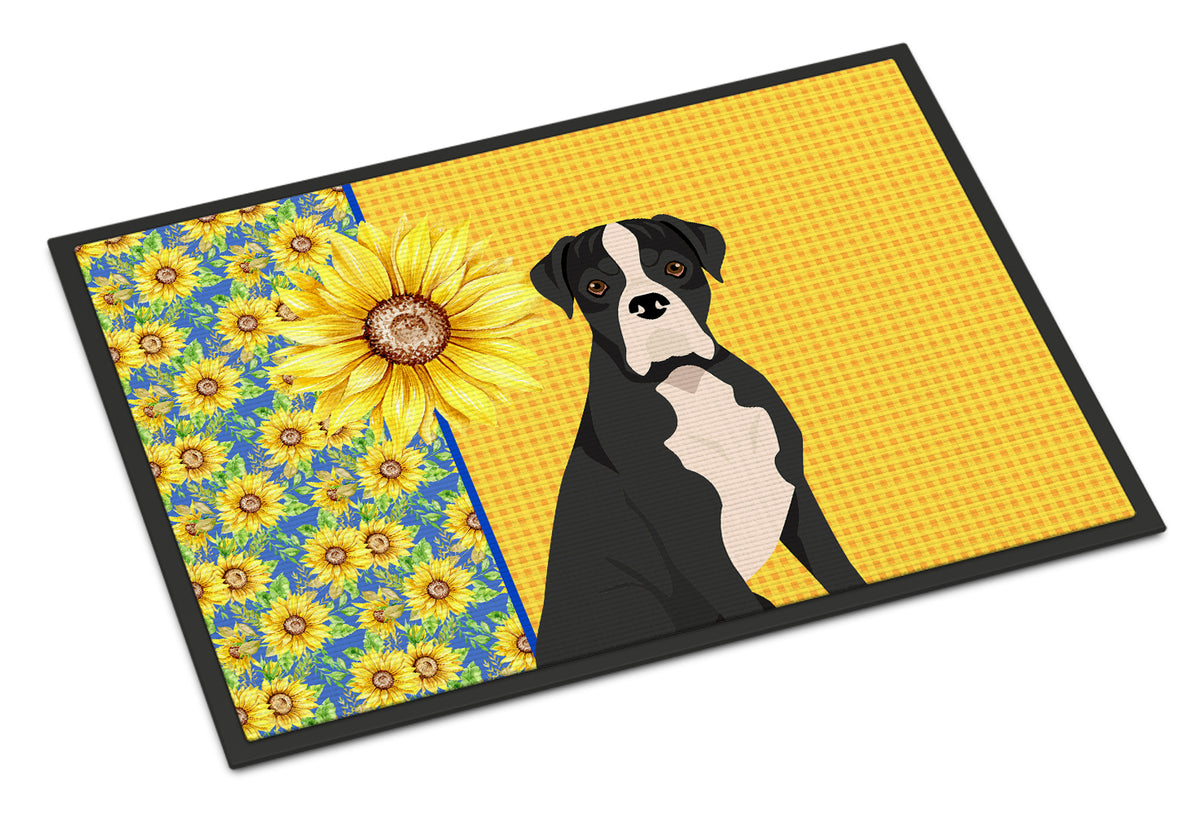 Buy this Summer Sunflowers Natural Eared Black Boxer Indoor or Outdoor Mat 18x27