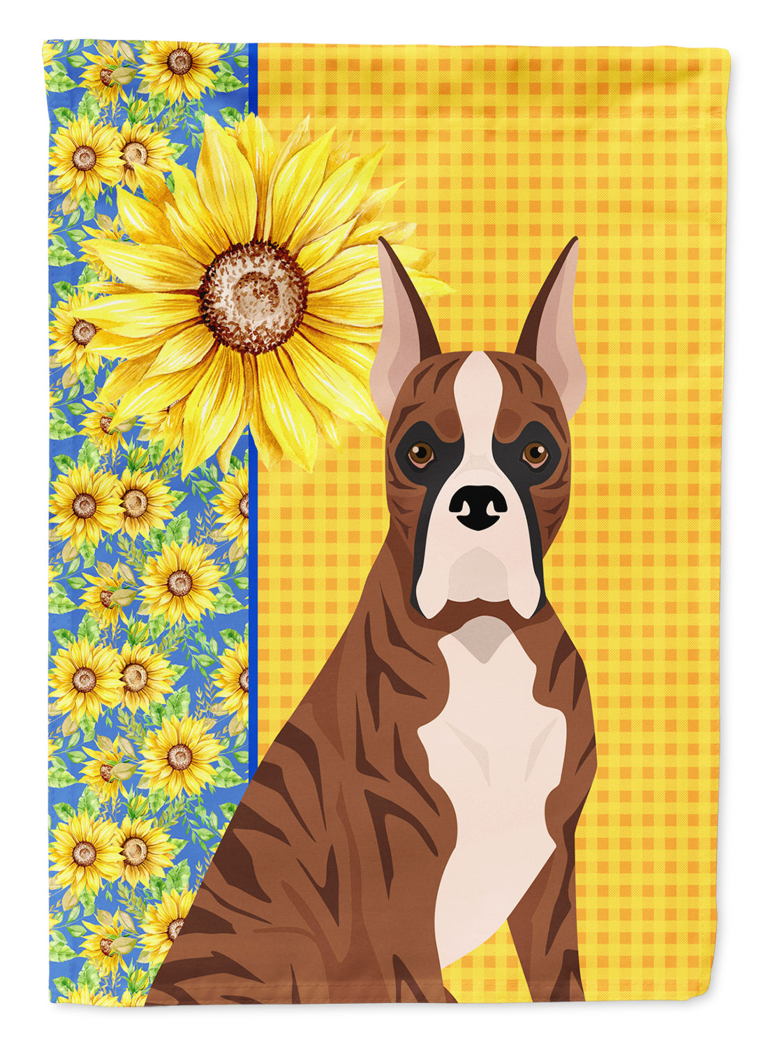 Summer Sunflowers Red Brindle Boxer Flag Garden Size  the-store.com.