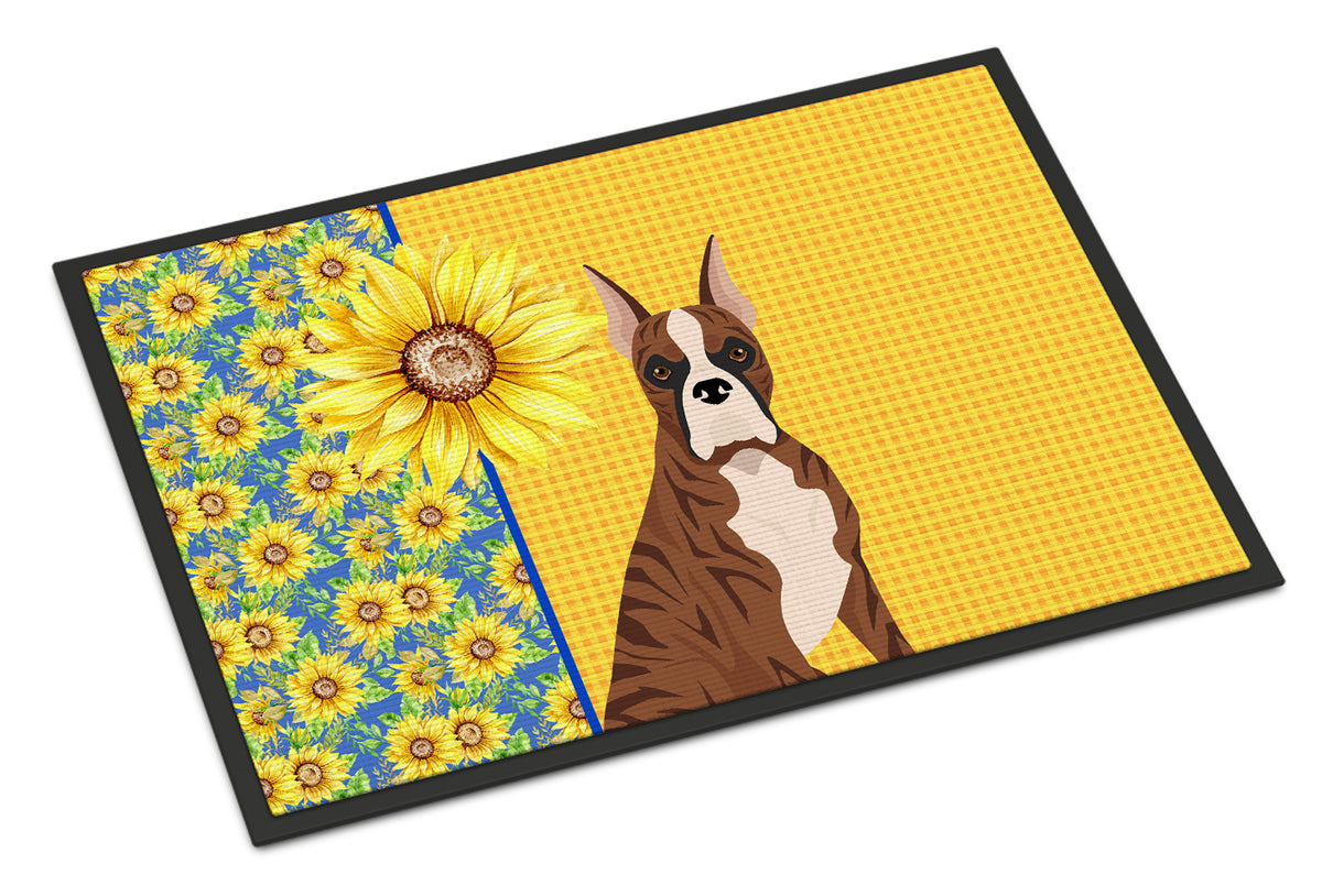 Buy this Summer Sunflowers Red Brindle Boxer Indoor or Outdoor Mat 18x27