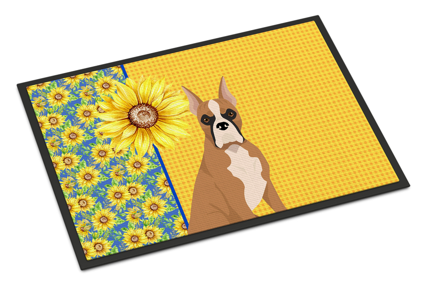 Buy this Summer Sunflowers Fawn Boxer Indoor or Outdoor Mat 18x27