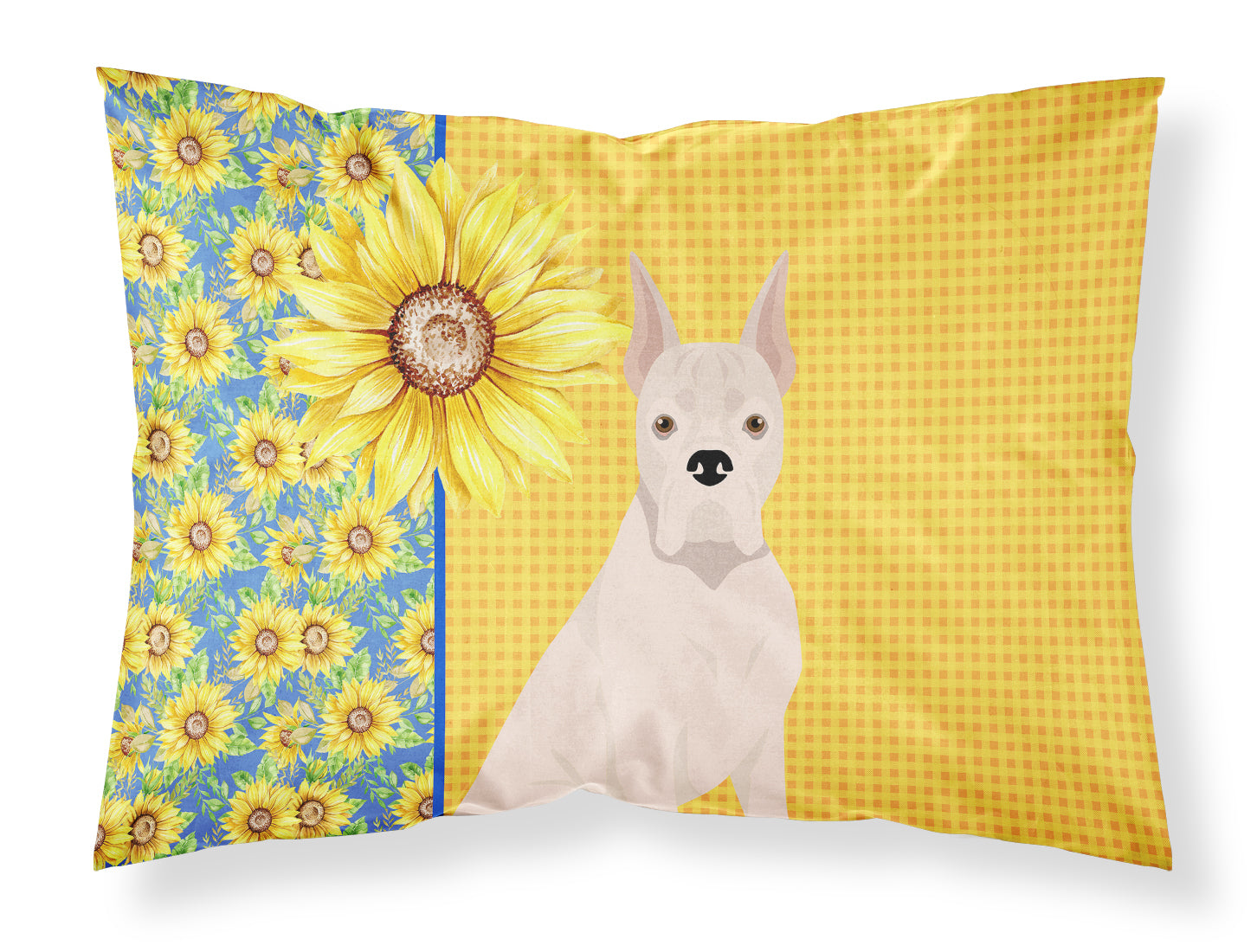 Buy this Summer Sunflowers White Boxer Fabric Standard Pillowcase