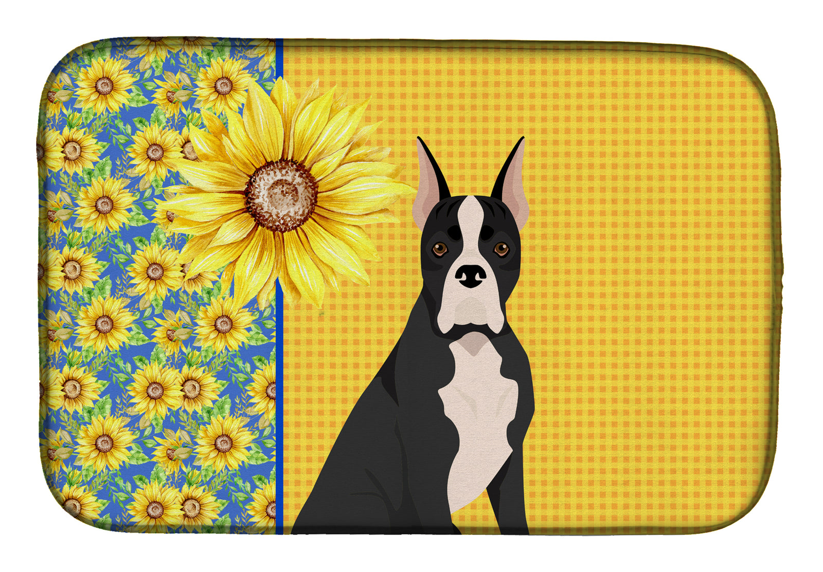 Summer Sunflowers Black Boxer Dish Drying Mat  the-store.com.